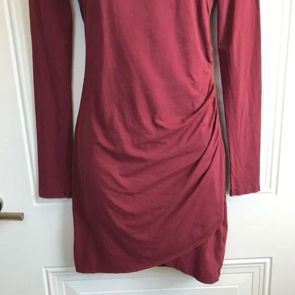 BOBI LA Women’s S supreme garnet red 100% cotton ls jersey mini dress in EUC - Picture 10 of 16